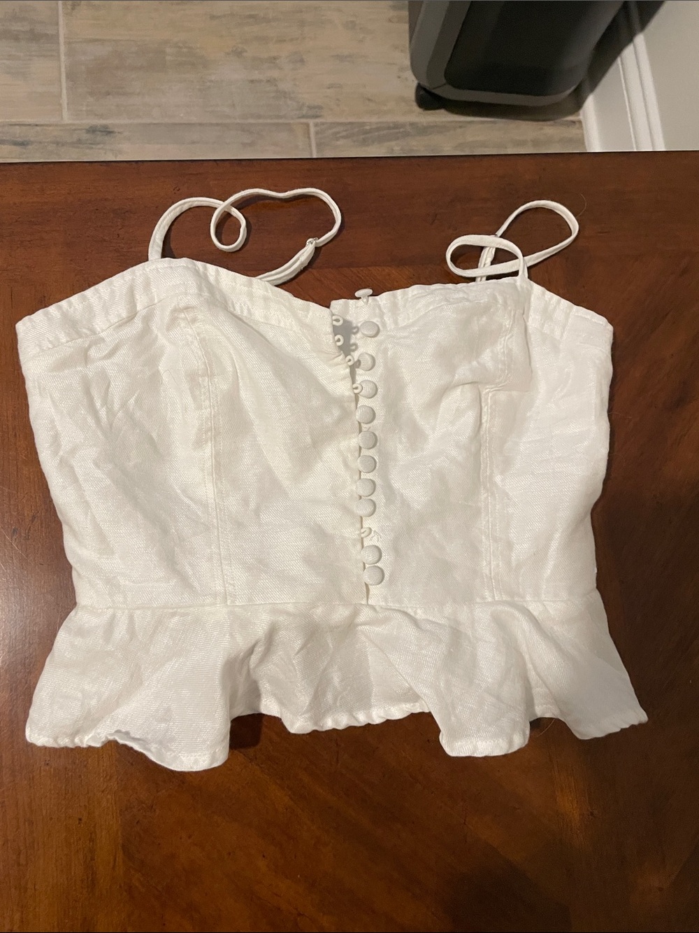 Forever 21 White Button-Front Peplum Cami